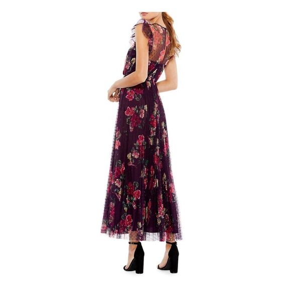 Mac Duggal Ieena Cap Sleeve Floral A-Line Dress size 2 - Picture 2 of 13